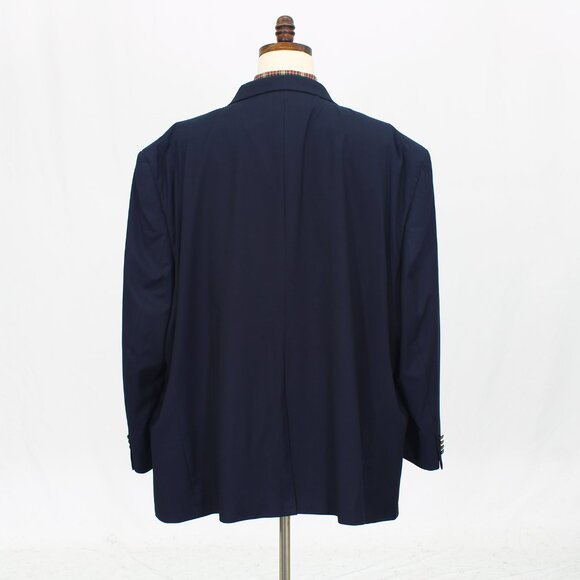 GS 64L Navy Sport Coat Blazer Jacket Solid 2-Button Polyester Y501 - Picture 6 of 10